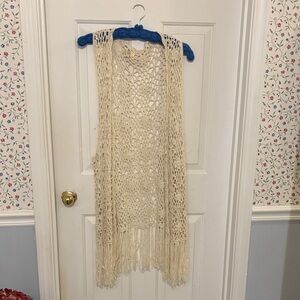 Kori Cream Crochet Fringe Vest